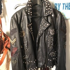 Rare all saints embellished leather jacket